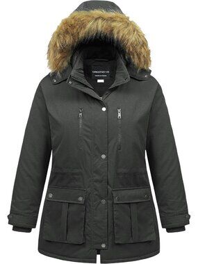 Plus Size Waterproof Winter Coat, Long Puffer Jacket, Warm Military Parka with